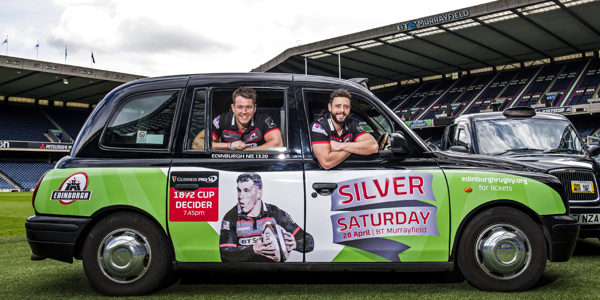 Scottish Rugby Superside flexi taxi advertising