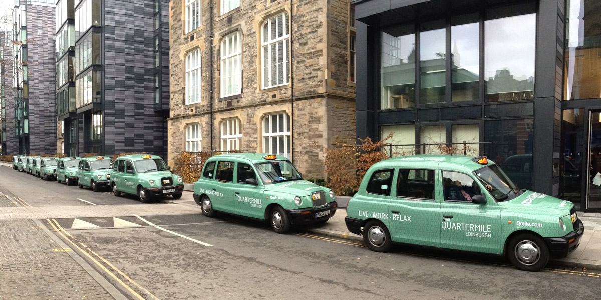 Edinburgh taxi advertising for Quartermile Property Development