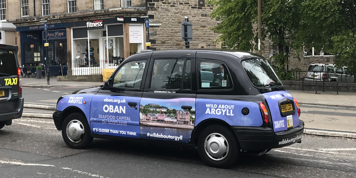 Oban Tourism taxi advertising taxi branding in Glasgow & Edinburgh