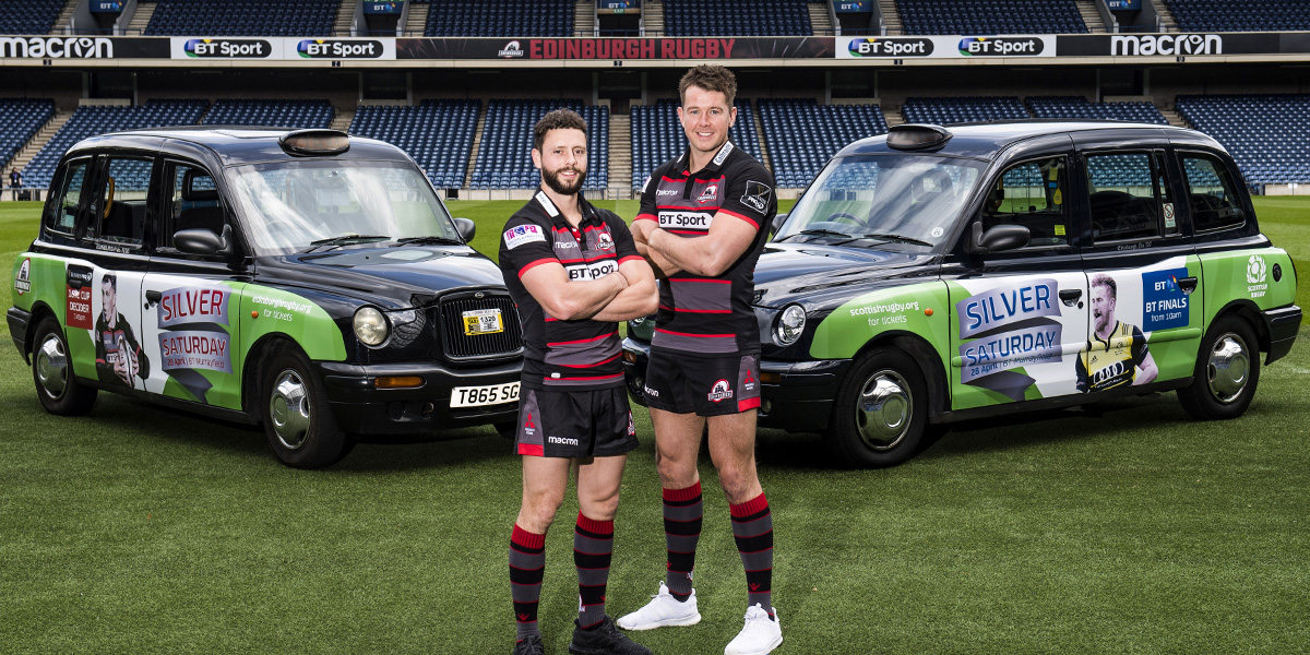 Scottish Rugby taxi advertising taxi branding