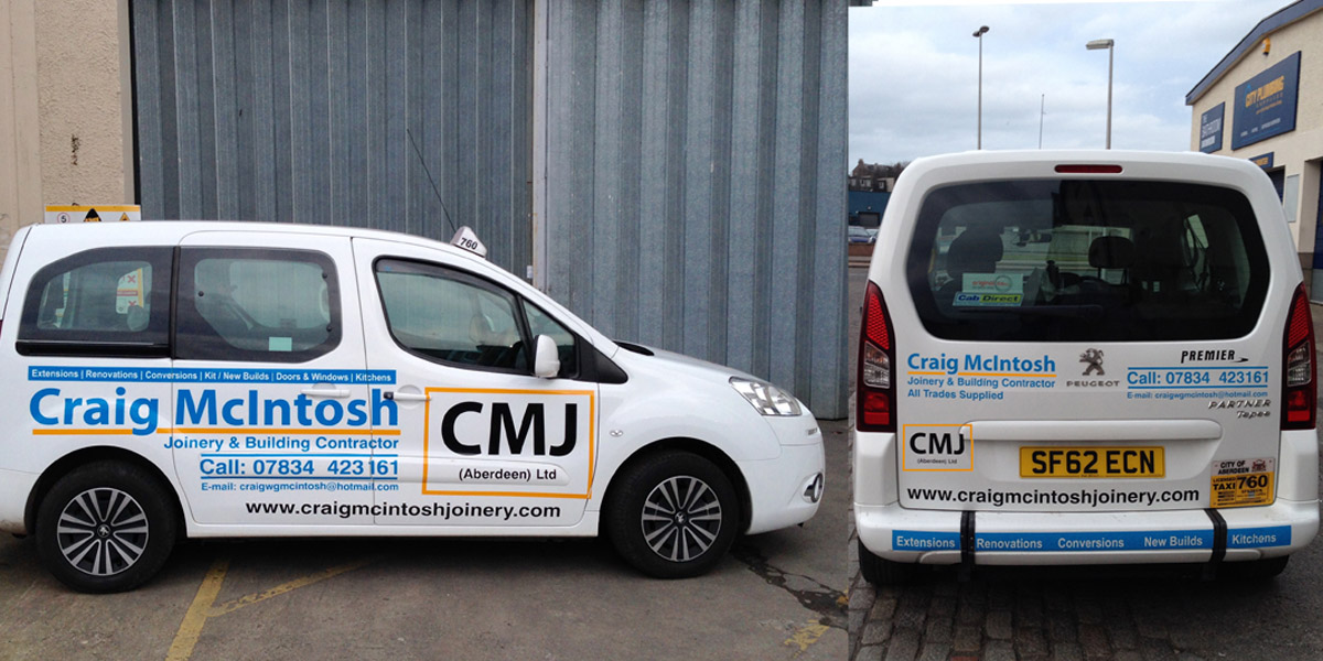 Aberdeen taxi advertising for CMJ Joinery & Building